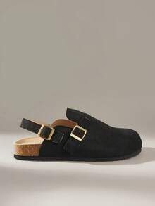 Solecia Women's Fashion Buckle Design Casual Flat Loafers For Daily Wear - Black - View 1