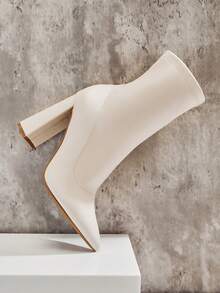 SHUZIA Modne i wygodne damskie botki z rozciągliwego poliuretanu na wysokim obcasie