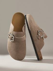 Solecia Women's Casual Slip-On Mules With Buckle Design For Christmas - Grey - View 3