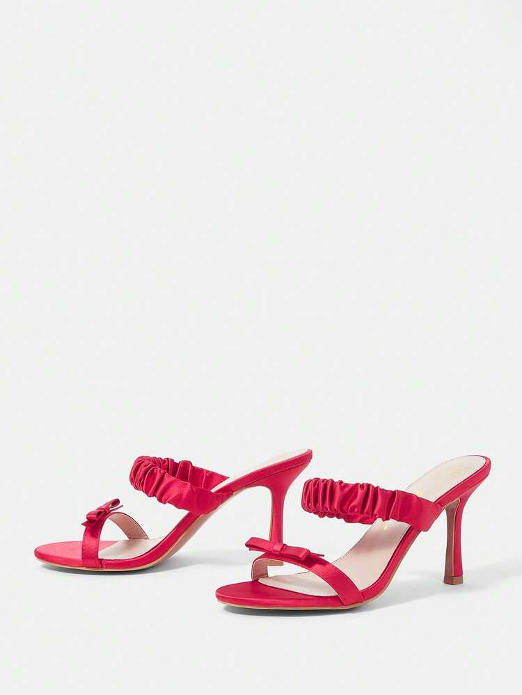 Women'S Lovely And Comfortable Style Red Suede High Heel Round Toe Sandals