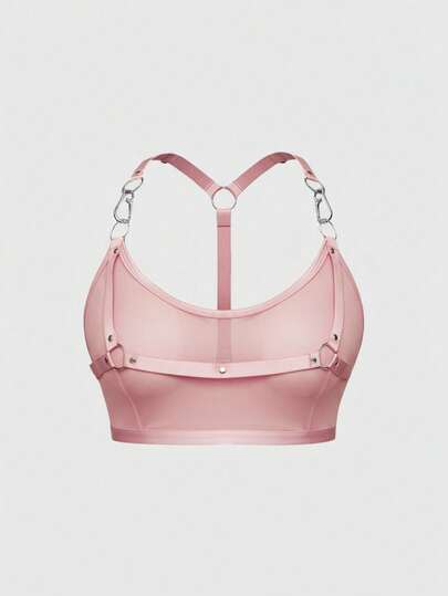 ROMWE Grunge Punk Plus Size Mörk Punk Musikfestival Mesh Metallring Transparent Sexig Bralette, För Alla Hjärtans Dag