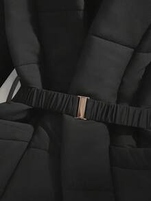 GlowEve 女士咖啡棕色腰带，金属扣设计，收紧腰身，优雅羽绒服 - 灰色 - 查看 5