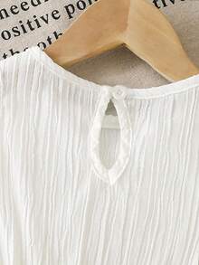 SHEIN Vintaside Kids Baby Girl Infant Toddler 0-3Y Casual Everyday Textured Knit Sleeveless Top With Bow Detail, Apricot & White, Spring/Summer