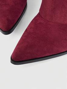 Mnmlis Botas altas hasta la rodilla con diseño de hebilla y punta puntiaguda para mujer - Burdeos - Ver 5