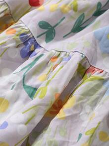 Dazy Kids Set Piyama Kasual Lengan Pendek Motif Bunga untuk Anak Perempuan Remaja, Liburan Musim Panas - MultiWarna - View 5