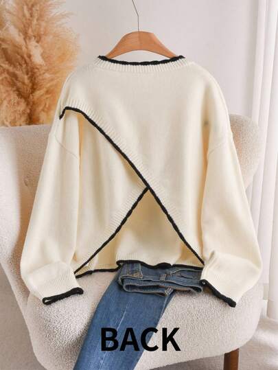 CosyJoli 大码优雅法式休闲高端简约蕾丝荷叶边通勤度假百搭时尚针织毛衣上衣，秋冬