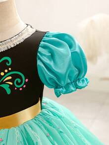 SHEIN Glamorique Kids 圣诞女宝宝派对礼服、圣诞老人礼服、新年礼服 - 女童白色缎面仿珍珠薄纱蓬蓬裙，后背饰有大蝴蝶结，公主选美礼服，适合舞台表演、钢琴演奏、中东地区等场合。 - 綠色 - 查看 8