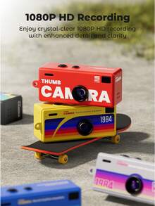 Teckwe 迷你钥匙扣相机，拇指相机，1080P 全高清迷你复古数码相机，微型便携复古微距相机，生日礼物