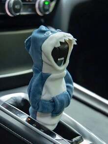 1件鲨鱼图案连帽衫汽车换挡杆套 - 舒适的手动挡旋钮卫衣，创意汽车内饰配件 - 藍色 - 查看 2