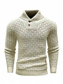Manfinity Homme Men's Solid Color Minimalist Casual Long Sleeve Sweater - Khaki - View 3