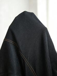 Veilorie 女士休闲牛仔衬衫，弧形下摆搭配牛仔裤，阿拉伯风格套装，秋季款 - 黑色 - 查看 7