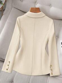 Franclia 女式卡其色修身西装外套，高端通勤都市套装，秋冬 - 杏色 - 查看 2