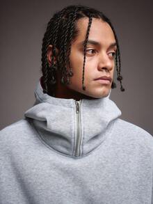 STYNVO Áo Hoodie Nam Thu/Đông, Cổ Cao, Khóa Kéo, Túi Xé, Áo Hoodie Nam Màu Xám Trơn, Dáng Rộng, Tay Dài, Có Lớp Giữ Nhiệt - Màu Xám nhạt - Xem 2