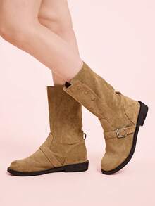 CUCCOO DOLLMOD Women's Retro Over-The-Knee Boots, Round Toe Slim Fit Tall Riding Boots - Apricot - View 4