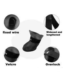 PETSIN Made Of Silicone, Waterproof, Non-Slip, Durable, Soft, Flexible, Breathable, Lightweight, Easy To Put On And Take Off, Adjustable Straps For A Secure Fit, Dustproof, Mudproof, And Puncture-Proof, Cute Cartoon Patterns, Suitable For Small, Medium, And Large Dogs. Ideal For Outdoor Walks, Hikes, Travel, And Daily Use In Rainy, Snowy, Or Muddy Weather. A Must-Have For Pet Adventures, Reusable, Wear-Resistant, And Quick-Drying.