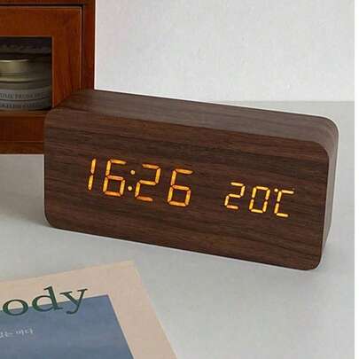 1 Đồng hồ báo thức bằng gỗ thông minh cho phòng ngủ Đồng hồ để bàn Thiết bị điện tử gia dụng Trang trí Đồng hồ báo thức đầu giường buổi sáng Đồng hồ báo thức kỹ thuật số để bàn điều khiển bằng giọng nói Trang trí nhà Trang trí phòng học Đồ dùng học tập