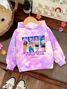 Áo nỉ in họa tiết nhuộm tie-dye cho bé gái, kiểu dáng thường ngày phù hợp cho mùa thu/đông. - Nhiều màu - Xem 4