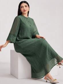 Veilorie 保守休闲女式阿拉伯风格连衣裙 - 綠色 - 查看 1