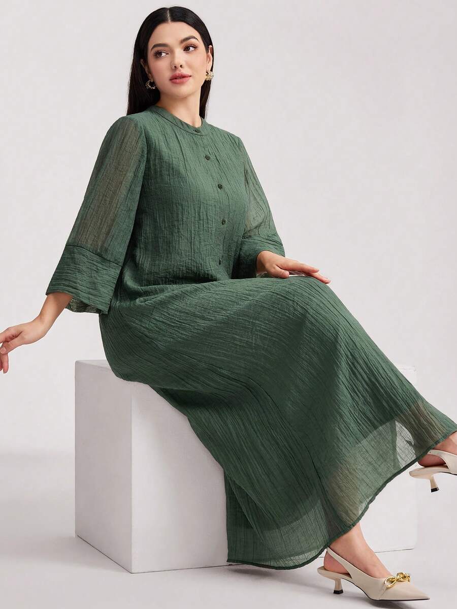 Veilorie 保守休闲女式阿拉伯风格连衣裙 - 綠色 - 查看 1