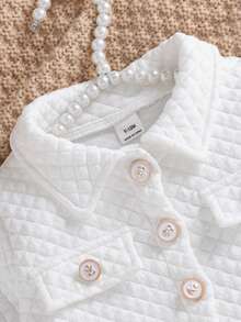 SHEIN Áo khoác có chi tiết vạt và quần short & áo hai dây cho bé gái - trắng - Xem 4
