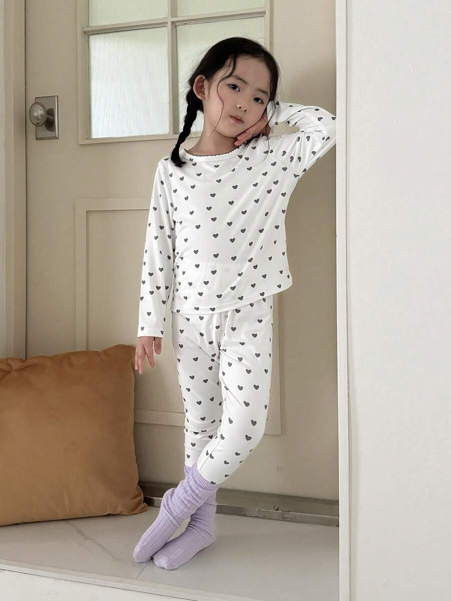 DAZY 两件套女童全印花秋季套装 - 米色 - 查看 1