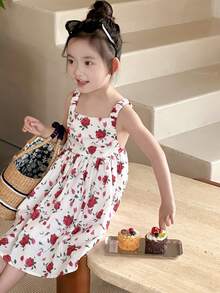 DAZY Young Girl Casual Dress, Fall Collection Floral Vacation - White - View 1