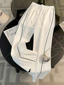 Resyla 女士休闲拉链领度假连帽衫套装 - 白色 - 查看 3