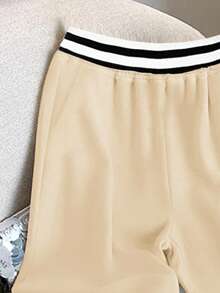 SHEIN New Arrival Knight Pattern Women Casual Straight Leg Sweatpants Fall Cloth For Women - Khaki - View 3