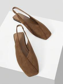 MOTF RETRO BACKLESS BALLET FLATS, FASHION COMFORTABLE ELEGANT SQUARE TOE SLIP-ON DANCE SHOES FOR WOMEN, SUITABLE FOR AUTUMN/WINTER AND ALL SEASONS - Brown - View 4