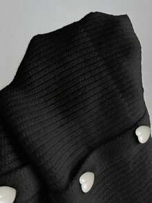 Elamini 1 Áo len hở vai trơn màu dễ thương và gợi cảm dành cho nữ - màu đen - Xem 5