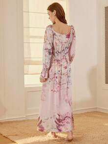 MOTF PREMIUM FLORAL PRINT FLOUNCE SLEEVE NIGHTGOWN - Pink - View 3