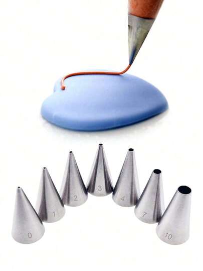 7PC Stainless Steel Piping Nozzles - Professional Icing Tips For Cake Decorating