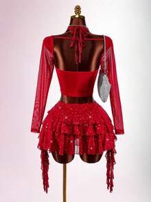 Amplova Chân váy ngắn lấp lánh dành cho nữ, kiểu dáng Y2K, eo siêu trễ, gợi cảm và phá cách, phù hợp cho các buổi hẹn hò, ngày Valentine, chân váy ngắn màu đỏ, gợi cảm và phá cách, váy Giáng sinh cho nữ, váy năm mới, chân váy đỏ. - Màu Đỏ Sâu - Xem 2