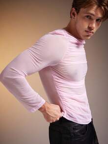 FeverCity Men's Sexy Transparent Soft Long Sleeve T-Shirt - Pink - View 5
