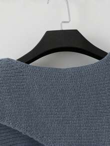 GlowEve Bộ 2 món áo len quấn và quần dệt kim trơn màu thường ngày cho nữ, Thu/Đông - Màu xanh bụi bặm - Xem 5