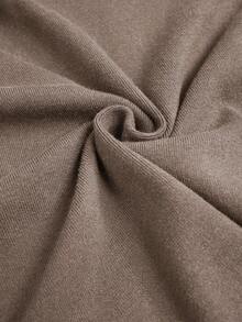 Heiryn Vestido de punto de unicolor con cuello alto, manga larga y bajo con abertura lateral, para otoño/invierno - Camel - Ver 8