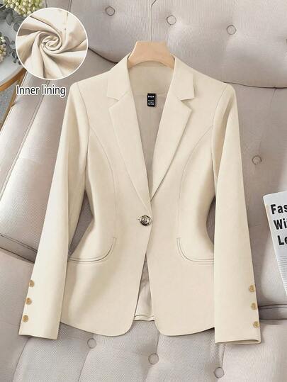 Franclia Blazer ajustado de color caqui para mujer, traje urbano de alta gama para ir al trabajo, otoño/invierno