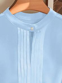 Qadelle Women's Elegant Solid Color Wide Strap Sleeveless Blouse, Summer - Blue - View 5