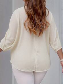 Áo quấn đơn giản màu trơn cỡ lớn cho nữ, thường ngày cho mùa xuân và mùa hè - Màu be - Xem 2