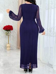 Feyla Women's Solid Color Twist Front Lantern Sleeve Waist Cinched Long Dress,Dresses For Women Elegant