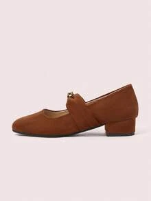 CUCCOO DOLLMOD Bailarinas de ante estilo retro Mary Jane, de punta cuadrada, elegantes y estilizadoras, nuevas llegadas para primavera/otoño - Marrón - Ver 10