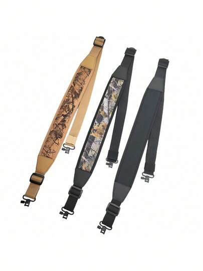 1条两点式战术单肩背带，可调节加厚肩带，适用于狩猎、射击，迷彩防水设计，带旋转扣，户外运动装备