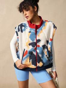 VARSIVA 休闲撞色印花运动夹克，秋冬 - 彩色 - 查看 5