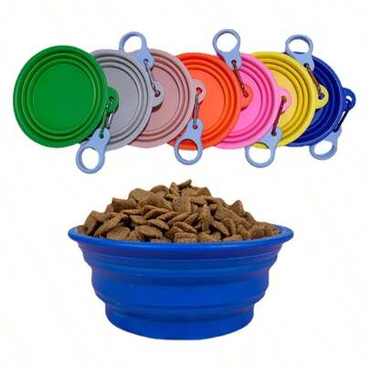 PETSIN Bát gấp cho thú cưng, Bát silicon cho chó, Dụng cụ cho mèo và chó ăn ngoài trời chống tràn, Chậu cho chó ăn, Bát nước cho chó, Đồ dùng cho thú cưng, Bát đựng thức ăn cho chó