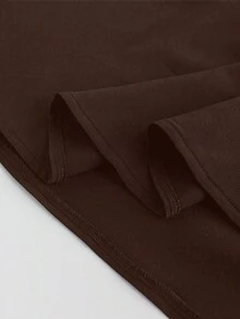 Modelyn 优雅时尚高腰百褶中长裙，百搭又迷人 - 棕色 - 查看 4