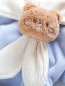 PETSIN 1件猫狗通用服装，可爱宠物泰迪熊领带连体衣，秋冬加厚蓝色保暖外套 - 藍色 - 查看 7