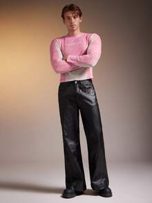 FeverCity 男士撞色字母印花圆领休闲修身长袖T恤 - 彩色 - 查看 6