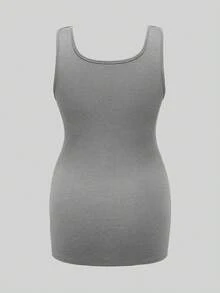 Modmama Maternity Solid Color Square Neck Nursing Camisole Vest - Grey - View 14