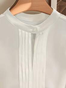 SHEIN PETITE 女士独特设计美学衬衫，夏季 - 白色 - 查看 3