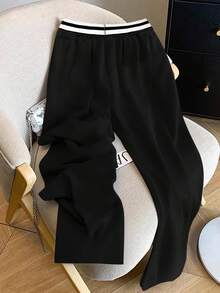 SHEIN New Arrival Knight Pattern Women Casual Straight Leg Sweatpants Fall Cloth For Women - Black - View 2